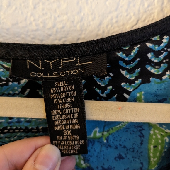 N.Y.P.L Collection Floral Embroidery Knitted Cardigan Black Blue 3X - Picture 3 of 5